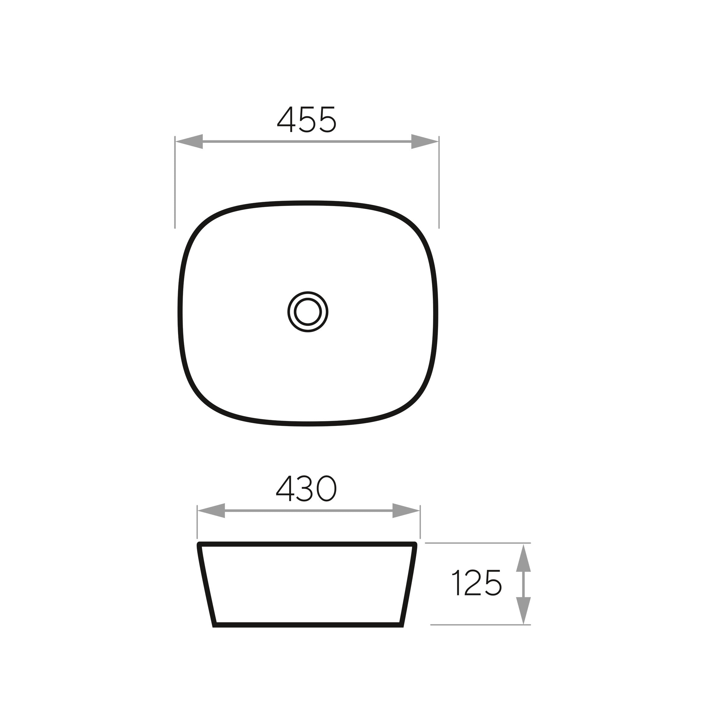 Umyvadlo PURE na desku 455x430x125 mm