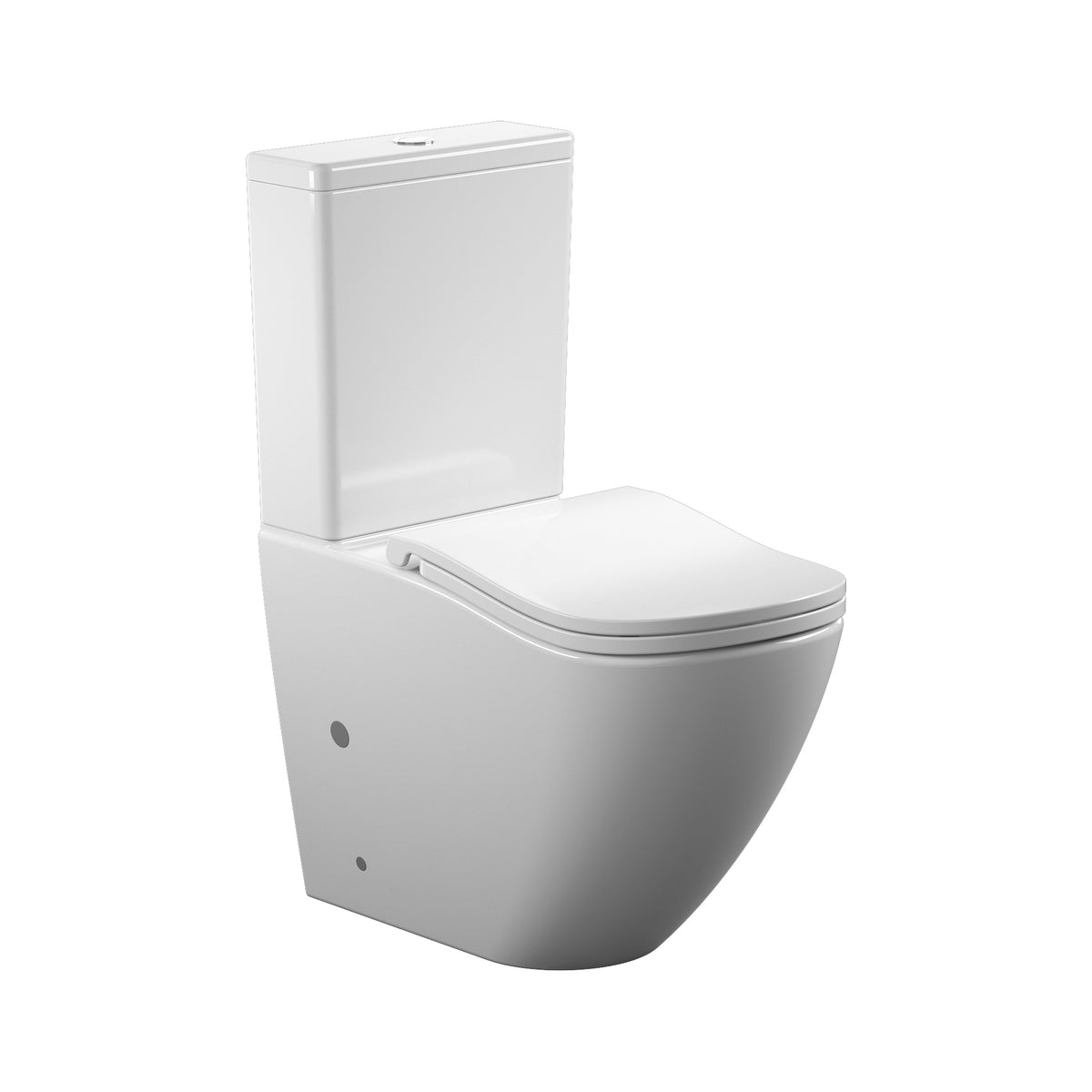 ROUND COMFORT Compacto: inodoro de pie con asiento Soft-close + cisterna (descarga Tornado 3.0)