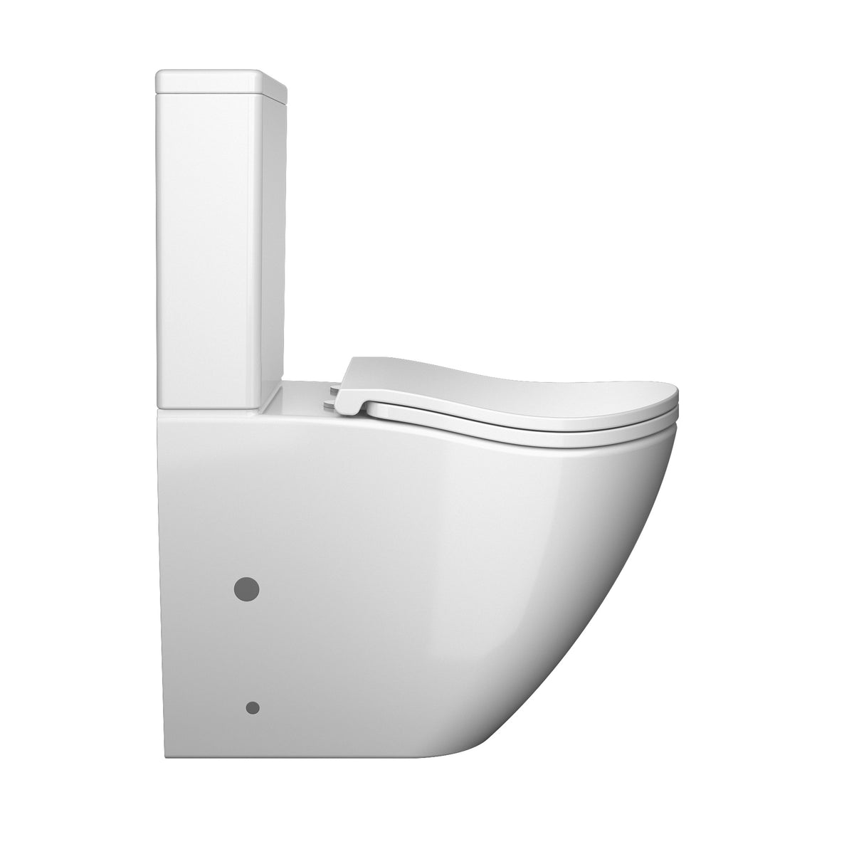 ROUND COMFORT Compacto: inodoro de pie con asiento Soft-close + cisterna (descarga Tornado 3.0)