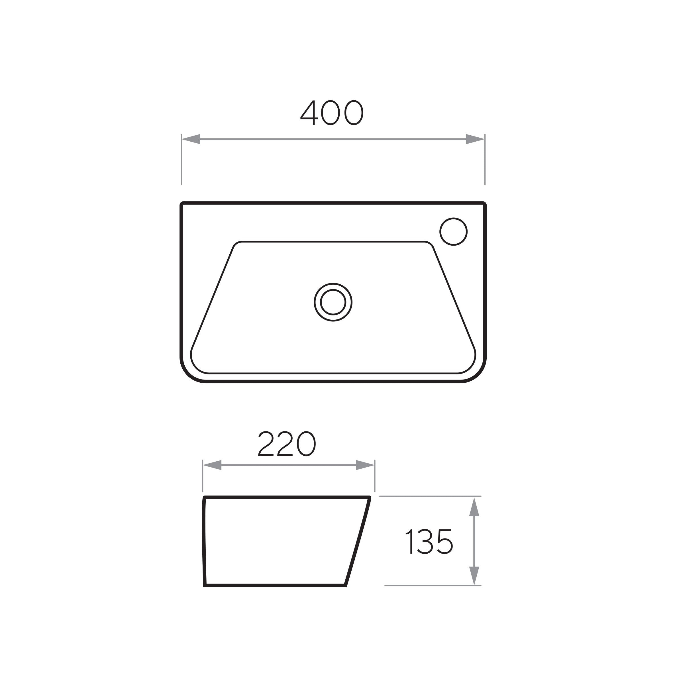 Umyvadlo TREND 400 × 220 × 135 mm