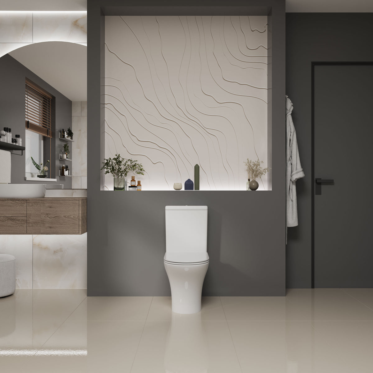 DAKOTA-Set: Stand-WC mit Soft-Close-Sitz + Spülkasten (Rimless-Spülung)