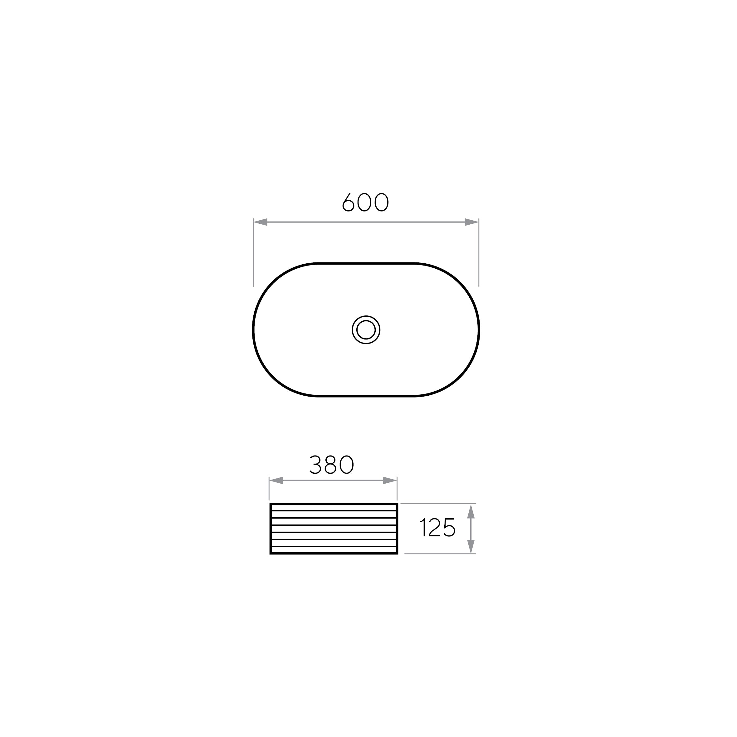 Umyvadlo na desku EDGE 600x380x125mm