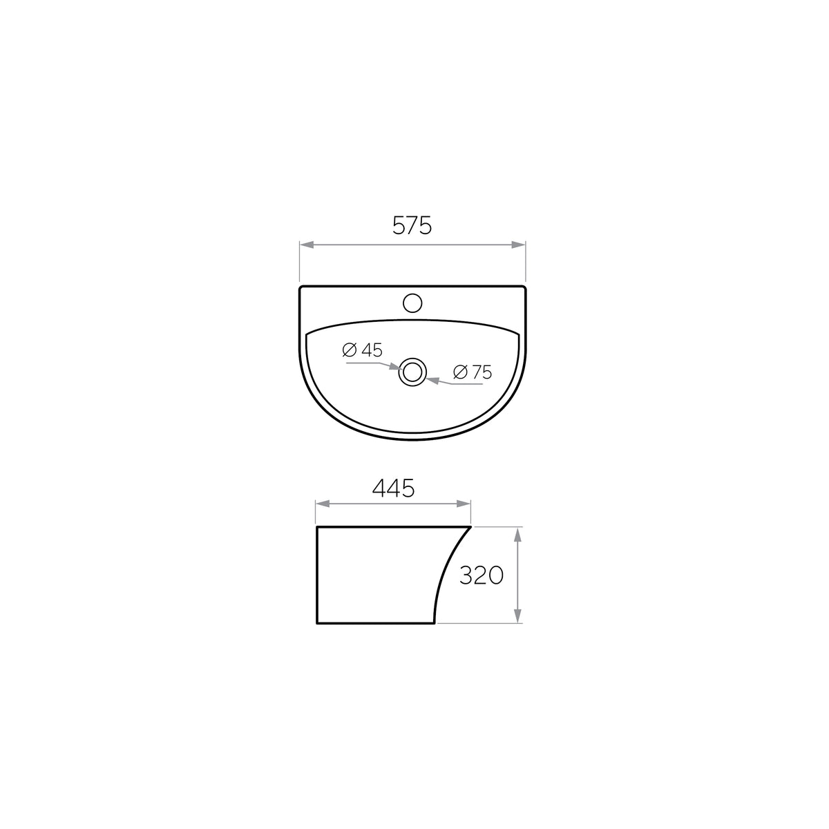 Lavabo MIO MONO 575 x 445 x 320 mm