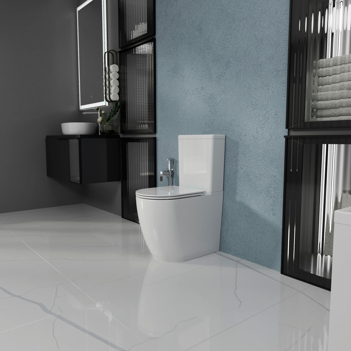 Round Smart WC kombi: stojící WC se sedátkem Soft-close + nádržka (splachování Tornado 3.0)