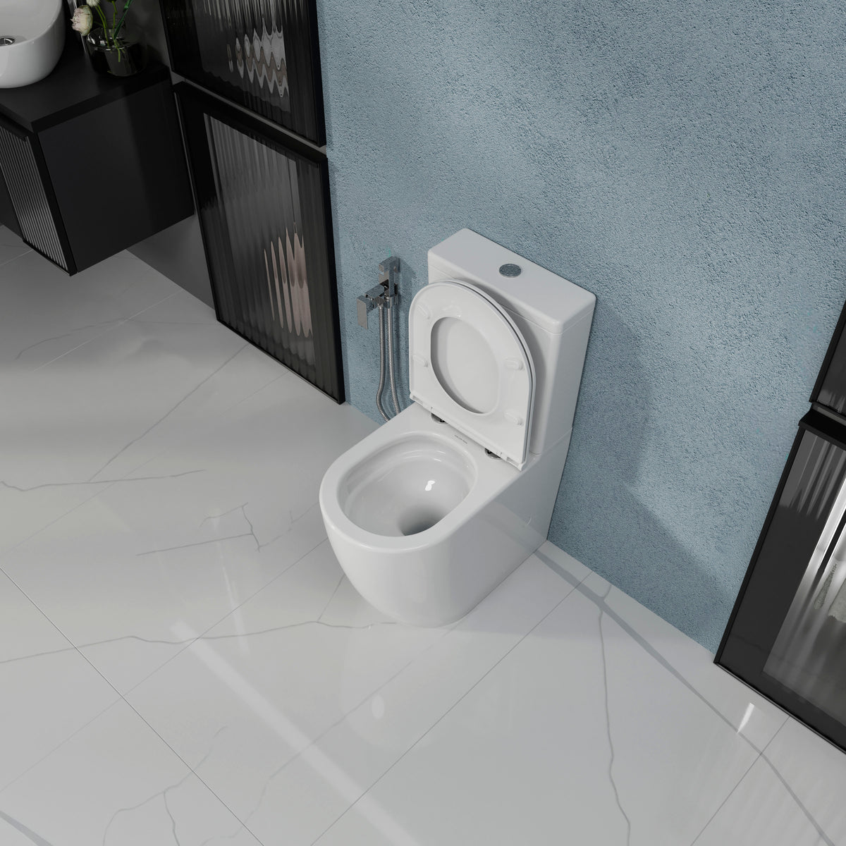 Round Smart WC kombi: stojící WC se sedátkem Soft-close + nádržka (splachování Tornado 3.0)