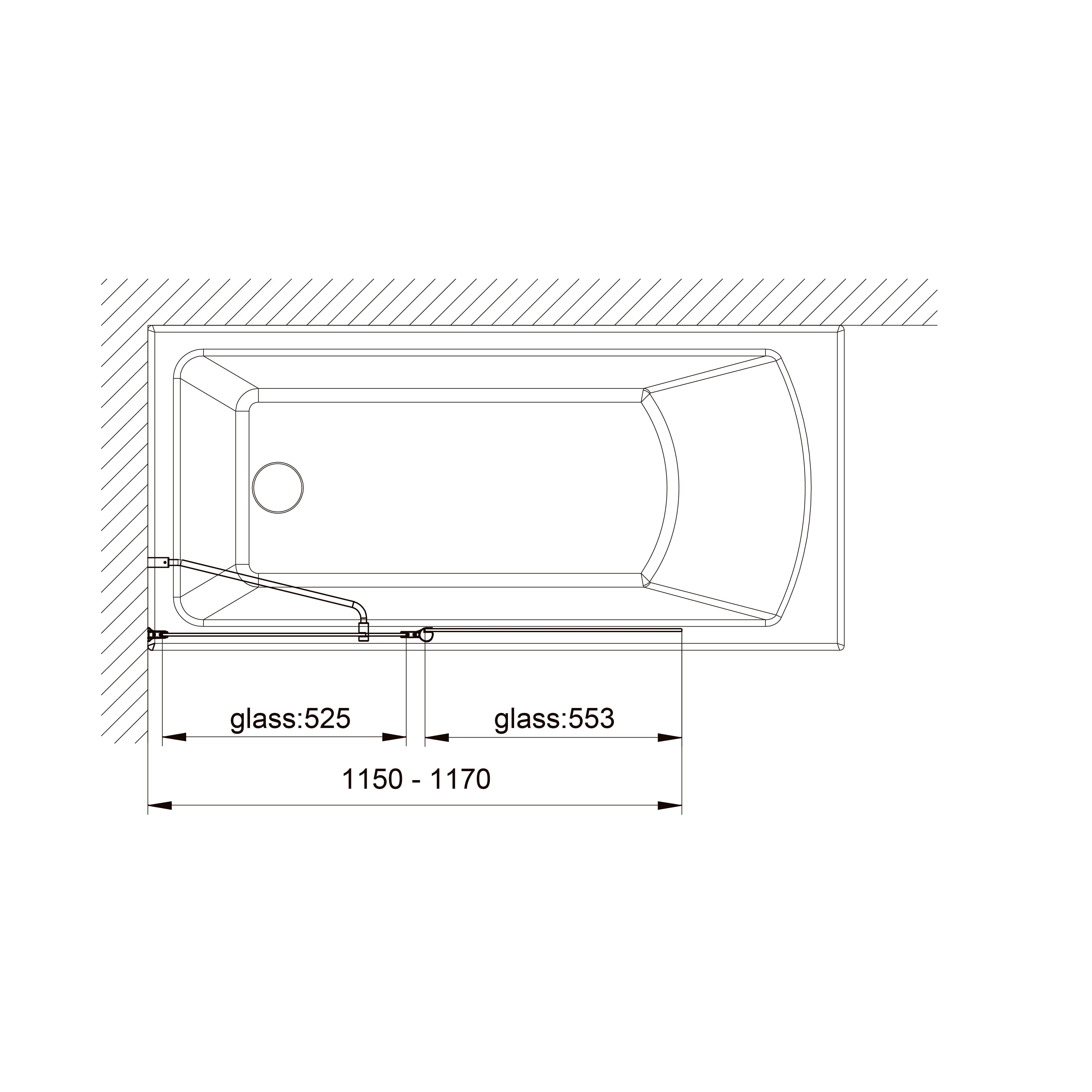 QP95 (left) mampara para bañera de dos elementos 1150x1400 mm, cromo; cristal clear