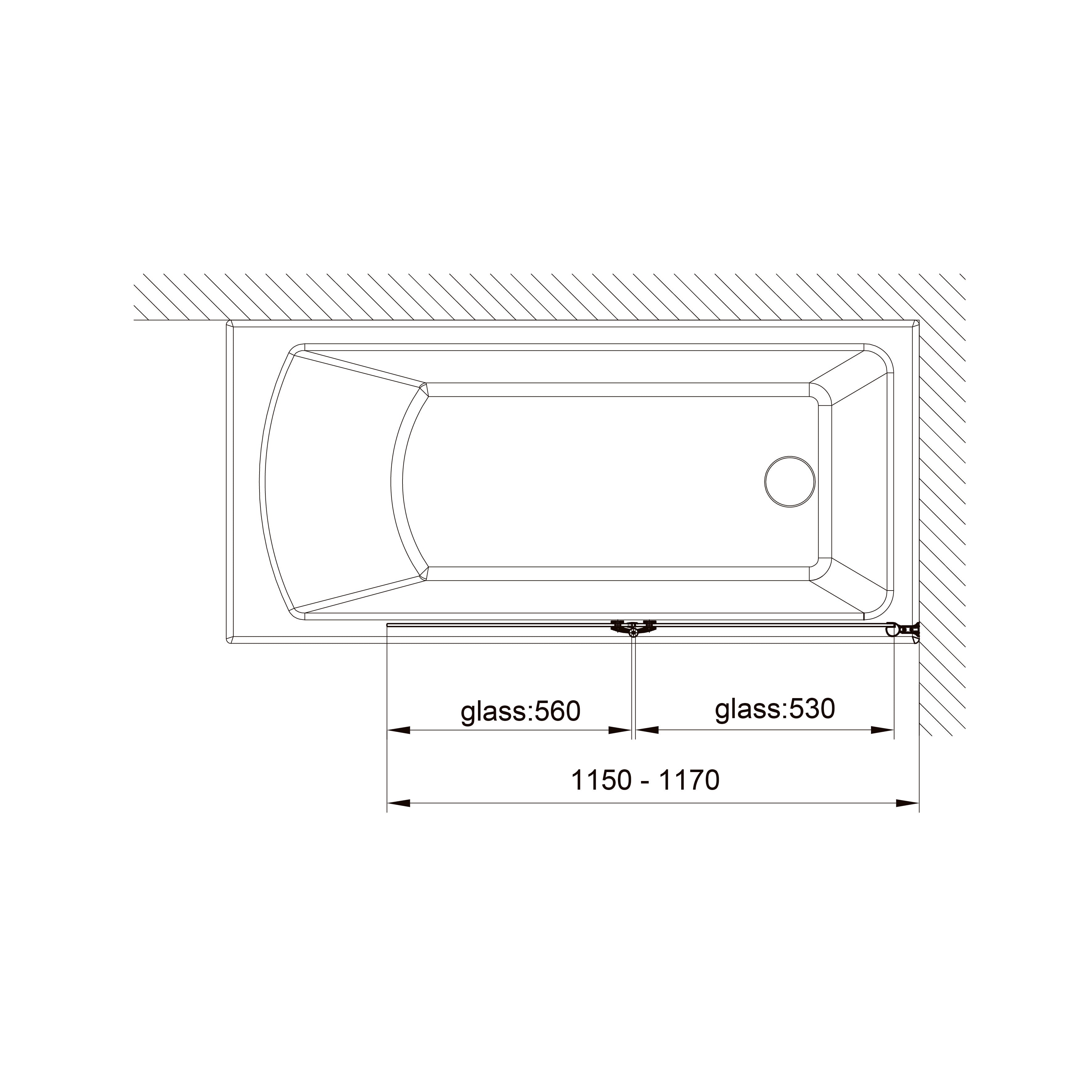 QP97 (right) mampara para bañera de dos elementos 1150x1400 mm, cromo; cristal grape