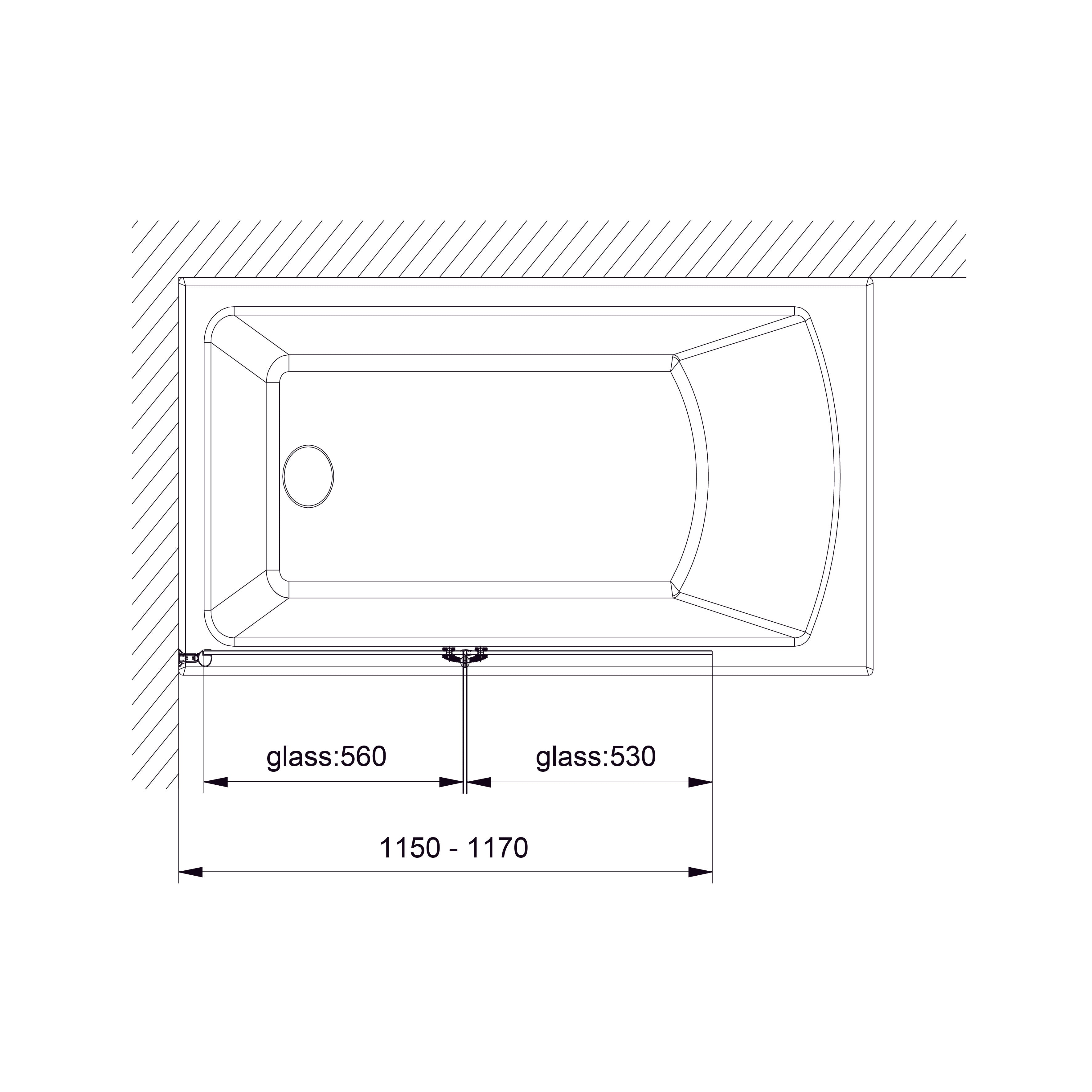 Шторка на ванну QP97(left) двоелементна 1150x1400 chrome; clear