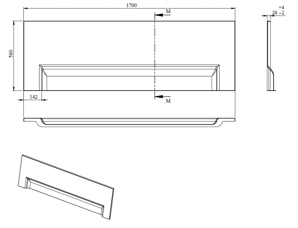 Čelní panel 170, černá matná