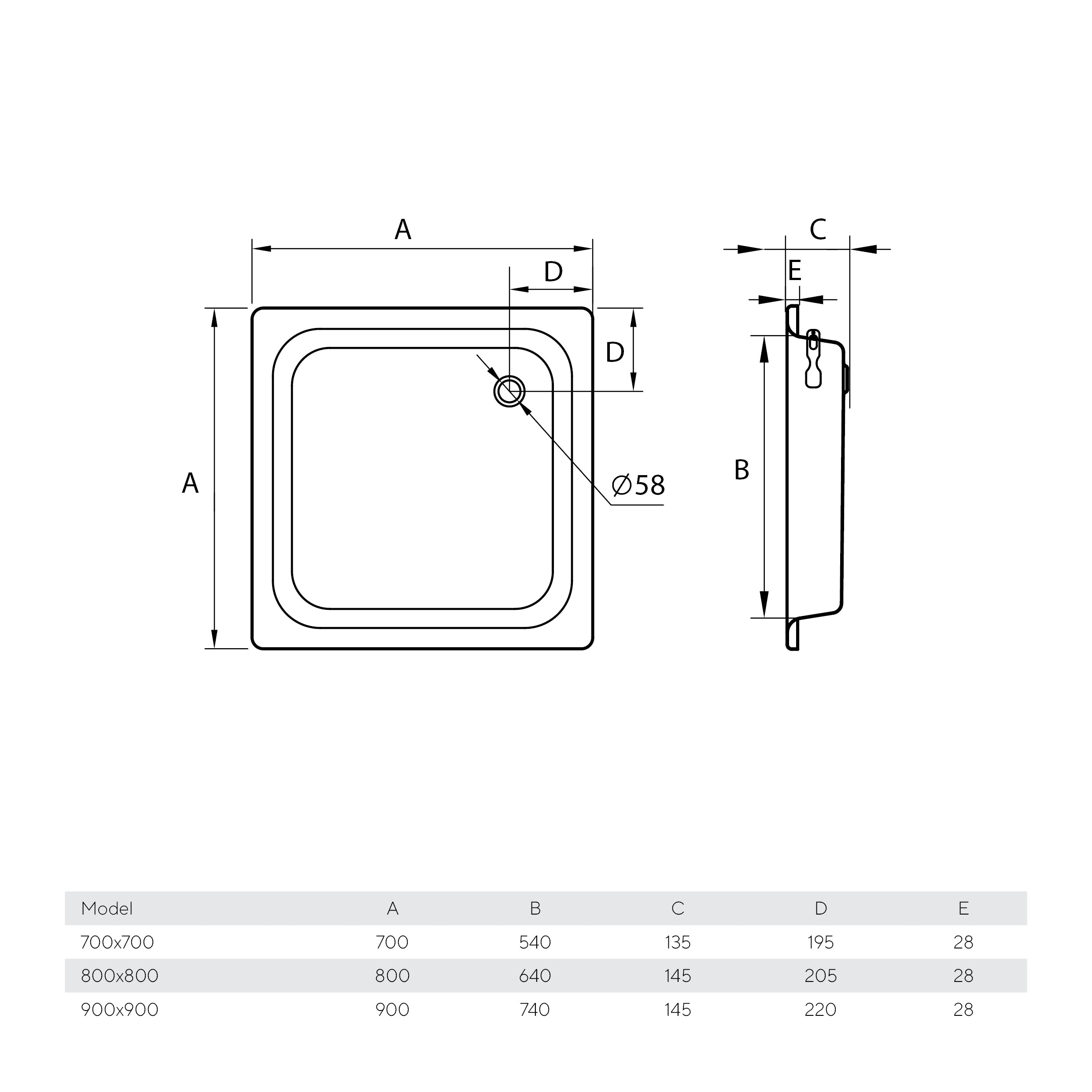 Koller Pool shower tray 80x80 (square)