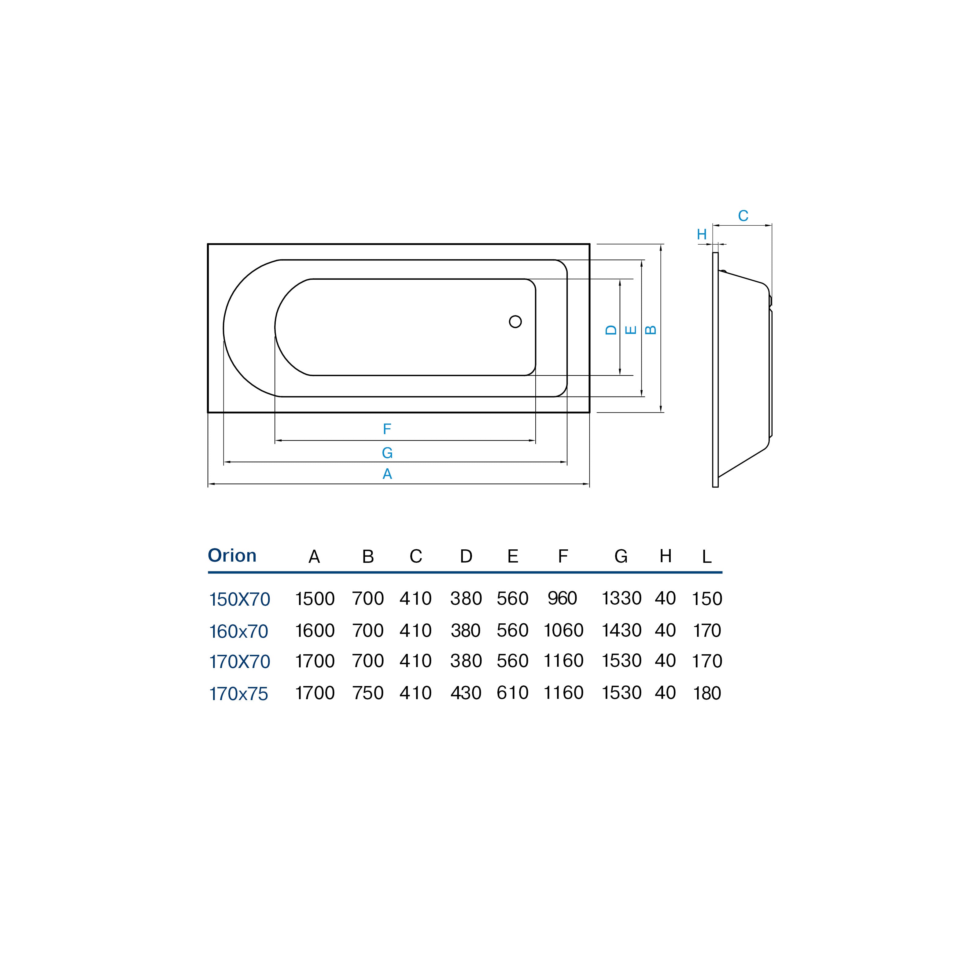 Ванна Orion 170х75