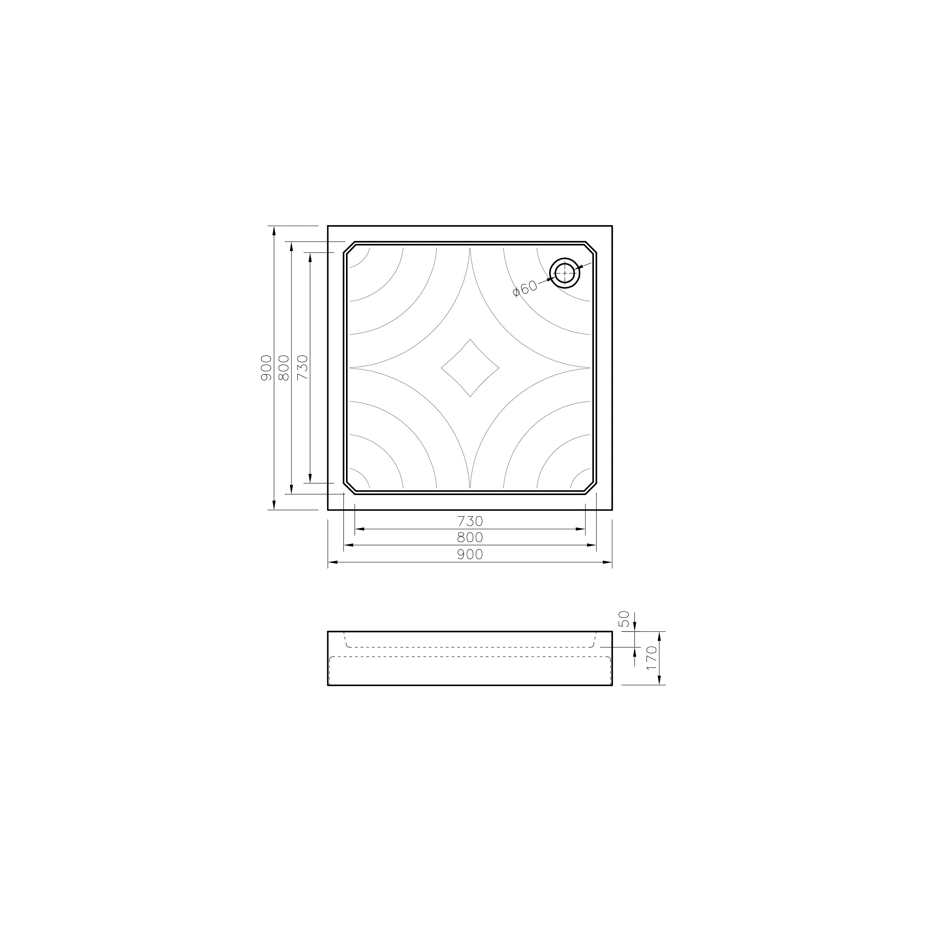 Поддон Grace акриловий 90x90, квадратний